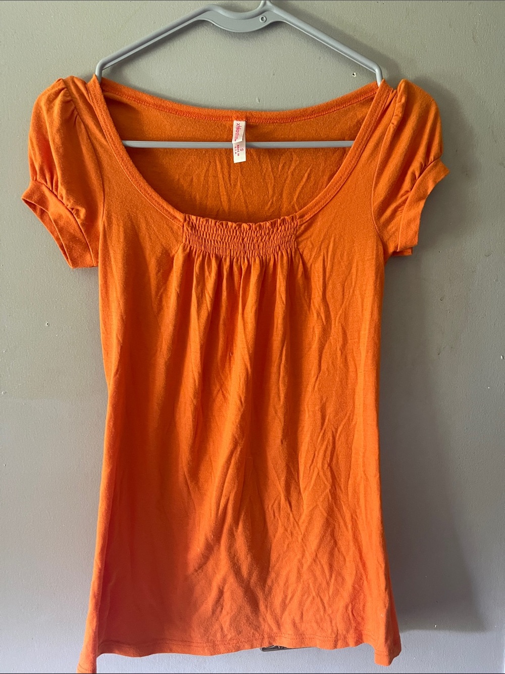 Xhilaration Orange Scoop-Neck Short Sleeve Top